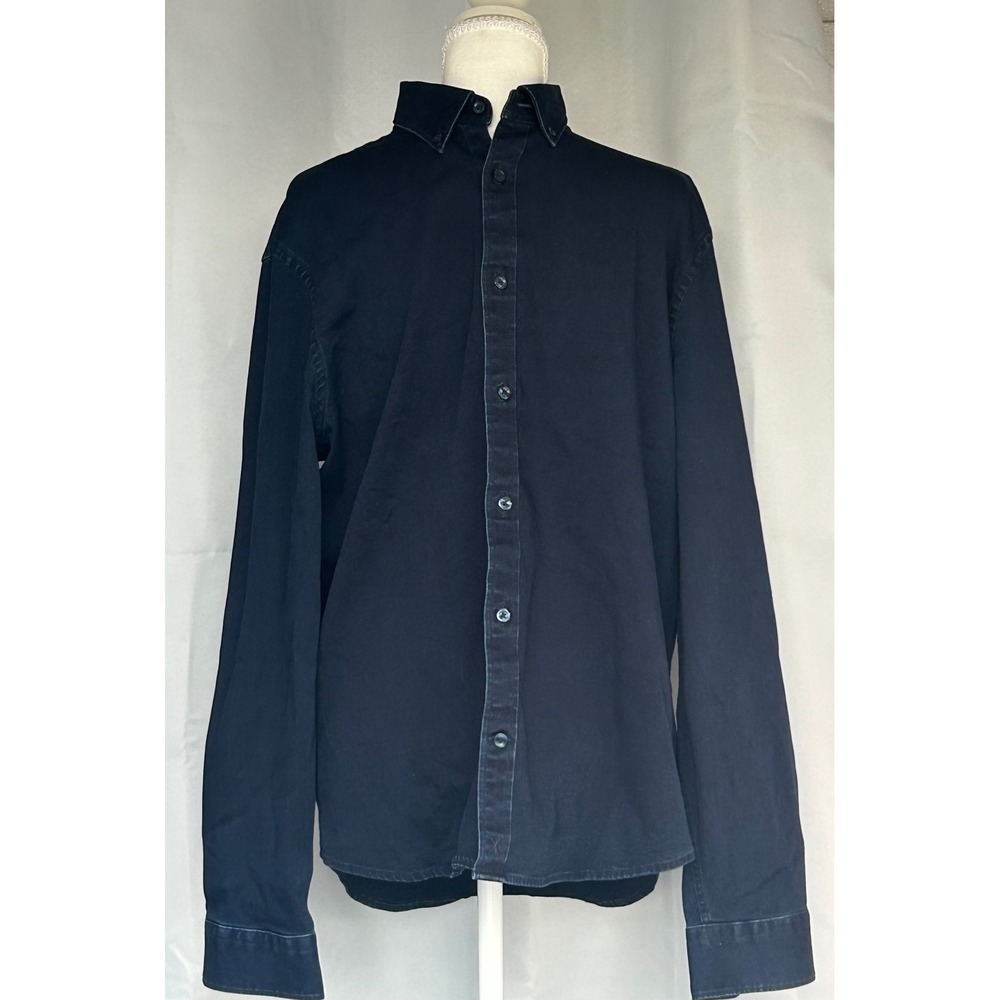 Mens Express navy Blue Button Down Shirt long sleeve.